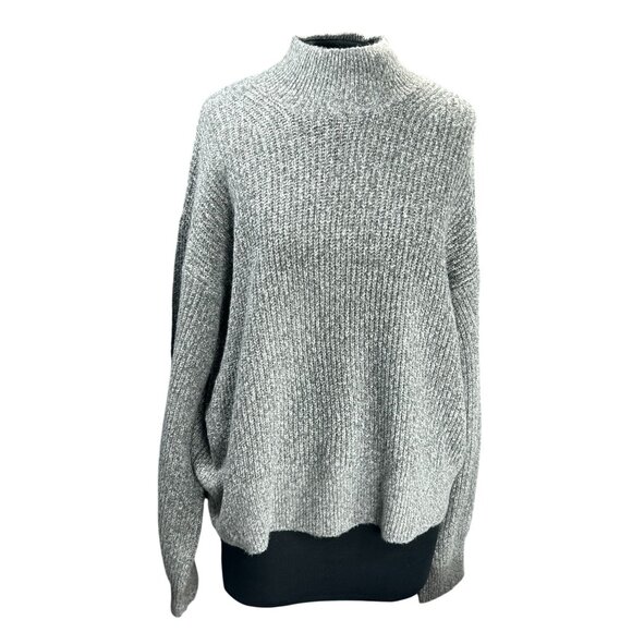 Scoop Sweaters - Oversized Gray Turtleneck Sweater XXL Ribbed Knit Design Long Sleeves Cozy Warm